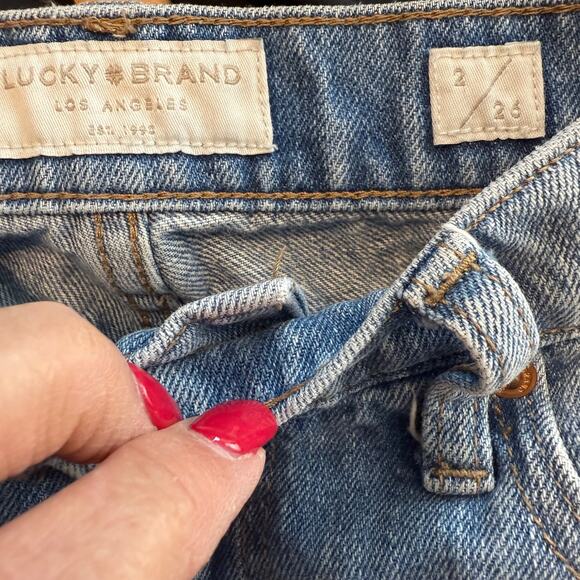 Women's Lucky Brand Ribbon Embellished Distressed Straight Leg Jeans Size 2/26 - Picture 7 of 7